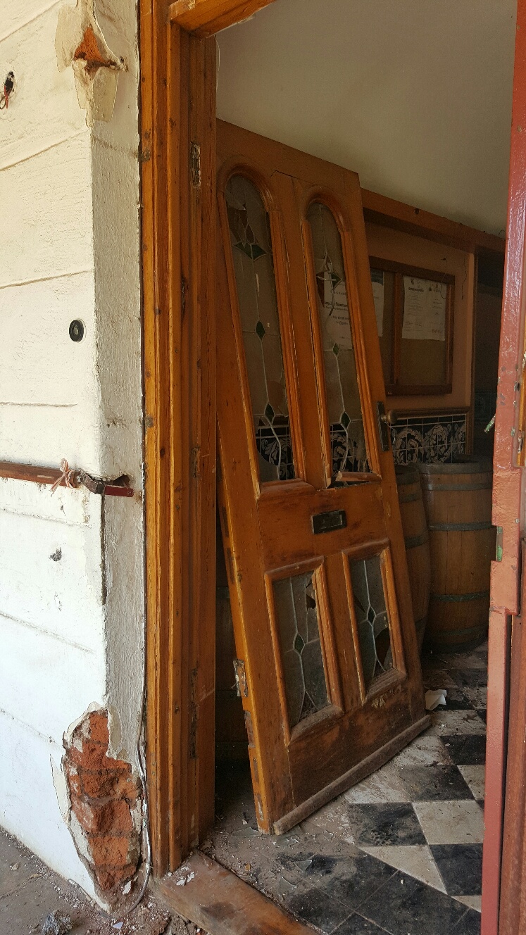 Horwoods Farmhouse Front door ripped off hinges Heather Hart 2016.jpg The Heritage Portal